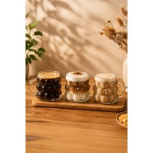 Porsima 153 Isıya Dayanıklı Borosilikat Cam Şekilli 3'lü Bardak seti Kahve Yanı Su Bardağı Takımı 90 ml