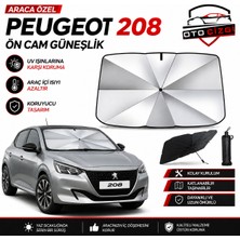 OtoÇizgi Peugeot 208 Şemsiye Tip Ön Cam Güneşliği Katlanabilir Uv Korumalı Araç Cam Güneşlik