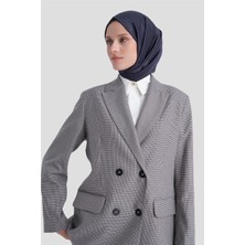 Armine Pullu Ekose Desen Blazer Ceket Gri