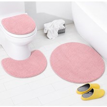 Beğendi Home Banyo Paspası Klozet Takımı 3 Lü Shaggy 80X80 YUVARLAK/50X54 /36X45