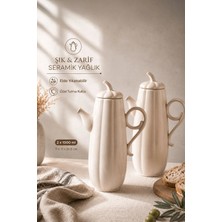 Porsima 17020 2li Pumpkin Porselen Çok Amaçlı Sunum ve Servis Yağdanlığı Yağlık Sirkelik Yağdanlık 1000+1000 ml