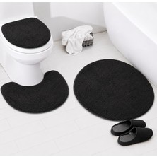 Beğendi Home Banyo Paspası Klozet Takımı 3 Lü Shaggy 80X80 YUVARLAK/50X54 /36X45
