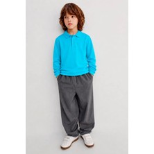 Miniğimin Cicileri Polo Yaka Uzun Kol Unisex Okul Sweati - Turkuaz
