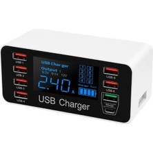 Ozkr Store Powermaster PM-26057 8 Portlu LCD Ekranlı Akıllı USB ve Type-C Pd Şarj Istasyonu