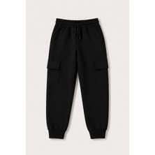 Miniğimin Cicileri Unisex Kargo Cepli Çocuk Okul Eşofman Altı - Siyah