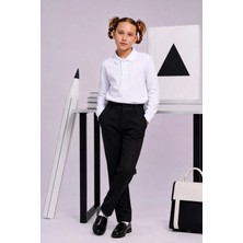 Miniğimin Cicileri Polo Yaka Uzun Kol Unisex Okul Sweati - Beyaz