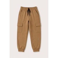 Miniğimin Cicileri Unisex Kargo Cepli Çocuk Okul Eşofman Altı - Camel
