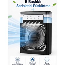 TeknoKapsül Püskürtmeli Masaüstü Fan 5 Başlıklı Serinletici, 600 ml Su Haznesi, 3 Kademe Fan, Type-C Bağlantı -