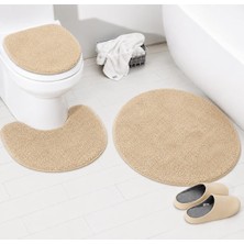 Beğendi Home Banyo Paspası Klozet Takımı 3 Lü Shaggy 80X80 YUVARLAK/50X54 /36X45