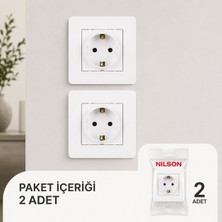 Nilson Selene Beyaz Topraklı Priz 2 Adet