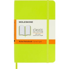 Moleskine Yumuşak Kapak Defter Limon Yeşili (Çizgili - 9X14) | Günlük Tutma, Not Alma, Planlama ve G