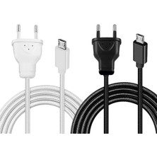 Ozkr Store Powermaster Micro USB Serisi 220V Fişli Örgülü Şarj Kablosu