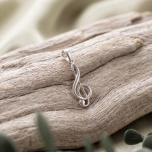 Ebrar Silver Gümüş Sol Anahtarı Kolye Ucu 925 Ayar Gümüş Sol Anahtarı Figürlü Unisex Kolye Ucu Nota Kolye Müzik Kolye