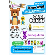 Msticker 190 Adet Kişiye Özel Okul Etiketi Isimli Kalem Defter Suluk Etiket Dayanıklı Etiket Super Bear