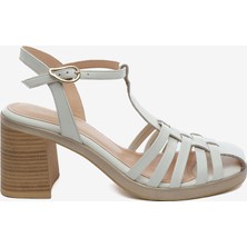 Greyder Kadın Beyaz Hakiki Deri Topuklu Sandalet 5Y2WS59246