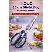 Xolo Çok Amaçlı Mutfak Makası 25 cm Grey Paslanmaz Çelik Tavuk Et Sebze Kesme Şişe Açacaklı