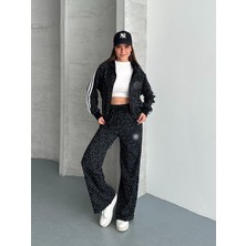 My Lunessa Leopar Desenli Önü Fermuarlı Oversize Uzun Kol Eşofman Takımı