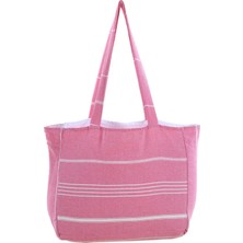 Seraser Home Tekstil Bags Kumaş Çizgili Kol Çantası %100 Pamuklu Plaj Çantası
