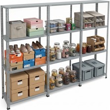 Ayyıldız Raf 43X279X200 cm Üçlü Seri Bağlantılı 4 Katlı Modüler Çelik Raf Sistemi – Elektrostatik Fırın Boyalı Çok Amaçlı Depolama ve Ayakkabılık Rafı