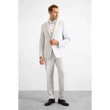 Süvari Gri Slim Şal Yaka Düz Torba Cep 6 Drop Smokin / Damatlık