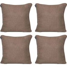 Goccia Home 4'lü Özel Tasarım Fitilli Kırlent Kılıfı Bej Acı Kahve