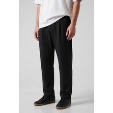 Allunique Siyah Pamuk Karışımlı Relaxed Fit Pantolon