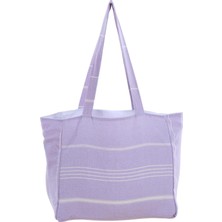 Seraser Home Tekstil Bags Kumaş Çizgili Kol Çantası %100 Pamuklu Plaj Çantası