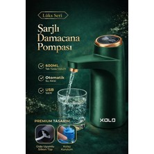 Xolo Yeşil Şarjlı Damacana Pompası 2 Fonksiyonlu – 600ML Otomatik Su Pompası USB Şarjlı