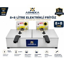 Armeka Elektrikli Fritöz 8+8 Metal Kafalı Çıkarılabilir Hazneli Kızartma Makinesi