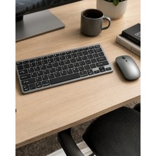 Hace Bazaar Şarjlı Kablosuz Klavye ve Mouse Seti Kompakt Taşınabilir Tasarım