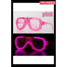 HBG Markt Pembe LED Işıklı Parti Gözlüğü Neon Glow Şerit Gözlük 3 Modlu
