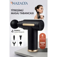 Nazalya Titreşim Şarjlı Masaj Tabancası 4 Başlıklı 6 Kademeli Boyun Bel Sırt Bacak Ayak Masajı Egzersiz Aleti