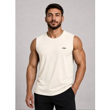 Axxel Erkek Krem Bisiklet Yaka Kolsuz T-SHIRT-D690