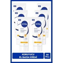 Nivea Koruyucu El Bakım Kremi Bal Mumu 75ml, Nemlendirici, Yağlı His Bırakmaz, Gül Kokusu, X6 Adet Paket