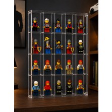 Mazeron Reklam 20 Bölmeli LEGO Minifigür Kapaklı Pleksi Sergileme Duvar Rafı