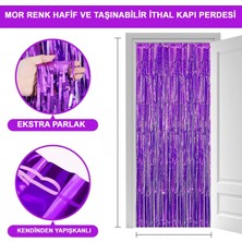 Ceylan Adam Mey Ithalat® Mor Renk Ekstra Metalize Parlak Saçaklı Arka Fon Perde Ithal A Kalite 1x2 Metre