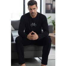 Siyah İnci Uzun Kollu Örme Erkek Pijama Takım 7795