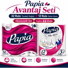 Papia Tuvalet Kağıdı (3 Katlı) 32 Li Pk + 12 Li Paket Kağıt Havlu Decor Desenli (3 Katlı)