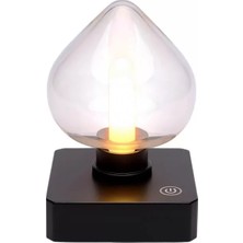 Ledx YQX-ANL95-B03 Amber Renkli Alev Efektli Dokunmatik Masa Lambası 800MAH Şarjlı (Şeffaf Kalpli)