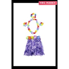 HBG Markt Mey Ithalat® Luau Aloha Hawaii  Kolye Etek Taç ve Bileklik Seti Mor