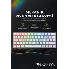 Nazalya Red Switch Kablolu Gaming Oyuncu Klavyesi Mekanik 62 Tuş Ayarlanabilir LED Gaming Keyboard