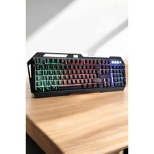 Q Klavye Rgb Işıklı Klavye ve Mouse Seti Kablolu Mouse Hediyeliş