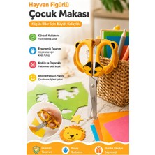 ArtMaster Aslan Figürlü Makas 1 Adet Bubu Küt Uç Korumalı Okul Makası Çocuk Kağıt Makası Okul Öncesi Kreş Ana Sınıfı