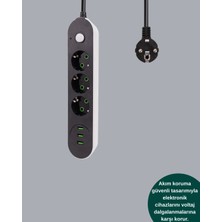 Astraltech Hızlı Şarj Özellikli 3 USB Girişli Üçlü Priz