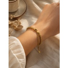 Adam & Eve Fashion Adam&eve Fashion Örülmüş Burgu Zincir Ayarlanabilir Gold Kadın Bileklik