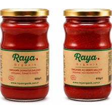 Raya Organik Organik Domates Salçası 650 G ve Organik Acı Biber Salçası 610 G