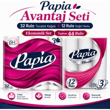 Papia Tuvalet Kağıdı (3 Katlı) 32 Li Pk + 12 Li Paket Kağıt Havlu Klasik (3 Katlı)
