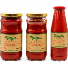 Raya Organik Organik Domates Salçası 650 G Biber Salçası 610 G Domates Püresi 695 G Set
