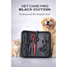 Xolo Köpek Kedi Tüy Kesme, Inceltme, Tarak ve Kıtık Açıcı Bakım Seti Black Edition Pet Kuaför Makas Seti