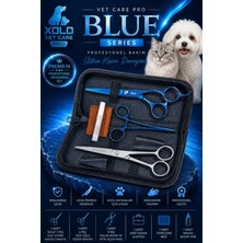 Xolo Vet Care Pro Blue 6 Parça Kedi Köpek Makas Seti Kavisli Düz Makas Kıtık Pensi